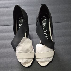 Calvin Klein Black and White Strappy Heels